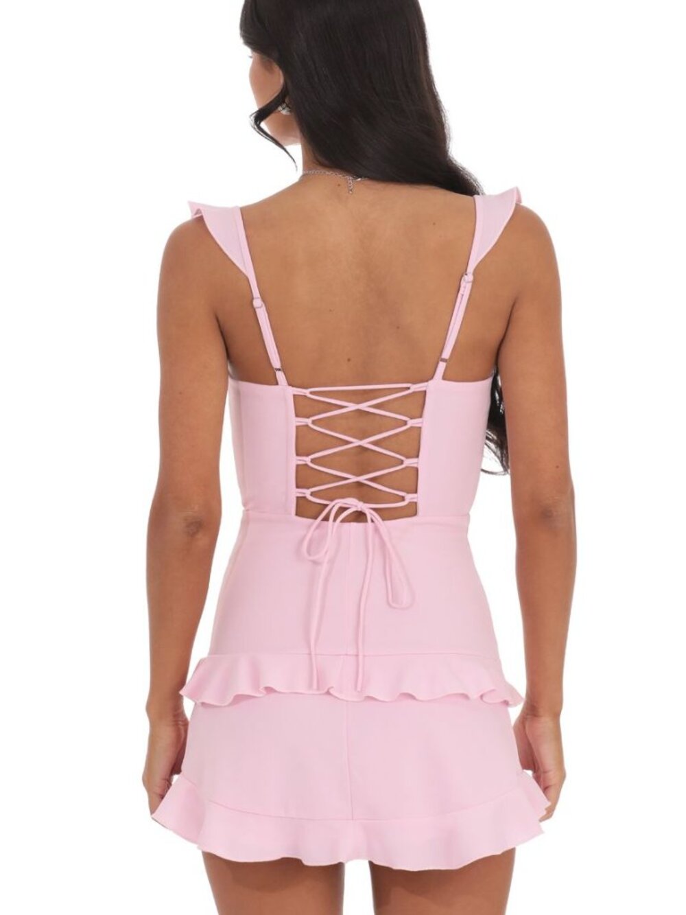 Lucy In The Sky Ruffle Bodycon Dress In Pink - Picture 2 of 4